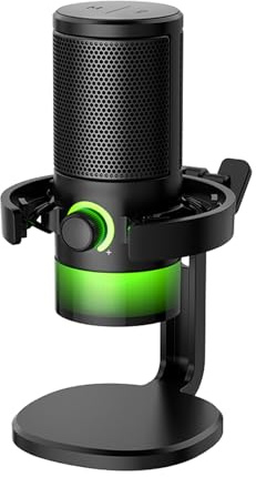 Luocute USB-kondensatormikrofon, Professionell Inspelningsstudiomikrofon med RGB Light Type-C-gränssnitt Inbyggt Ljudkortchip, för Strömmande Sjungande PC-telefon