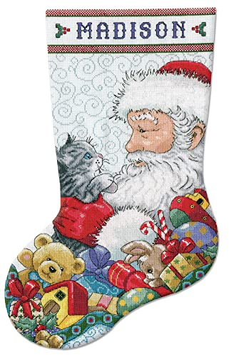 Design Works Crafts Santa with Kitten Counted Cross Stitch Stocking Kit