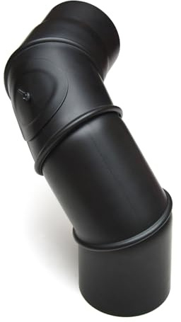 raik Rauchrohrbogen/Ofenrohrbogen Multibogen mit Tür 4-teilig 0-90° drehbar 200 mm Durchmesser 2 mm Stahlblech Schwarz SH062-200-sw