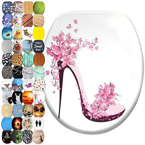 Sanilo Tapa de inodoro con cierre suave, gran selección de atractivos asientos para WC y duradera de madera (Zapato)