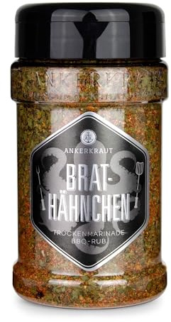 Ankerkraut Brathähnchen, Marinade für knuspriges Hähnchen, Chicken Gewürzsalz für Grill, Backofen und Pfanne, Chicken-Wings selber würzen, BBQ-Rub, 200g im Streuer