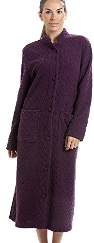 Camille Femme Molleton Doux Floral Pleine Longueur Bouton vers Le Haut Manteaux De Maison 48-50 Purple