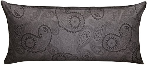 Bettwaesche-mit-Stil Mako Satin Damast Paisley Bettwäsche Garnitur Davos Kissenbezug 40x80 schwarz - grau