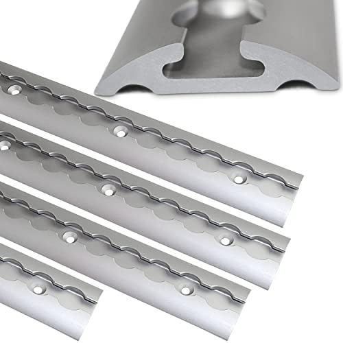 NTG Airlineschiene 4 STK 1m / 1000mm halbrund Alu -TÜV Zertifiziert- Anhängerzubehör Ladungssicherung Zurrschiene Aluschiene Zurrleiste LKW Transporter Wohnmobil - m. Bohrungen Silber eloxiert