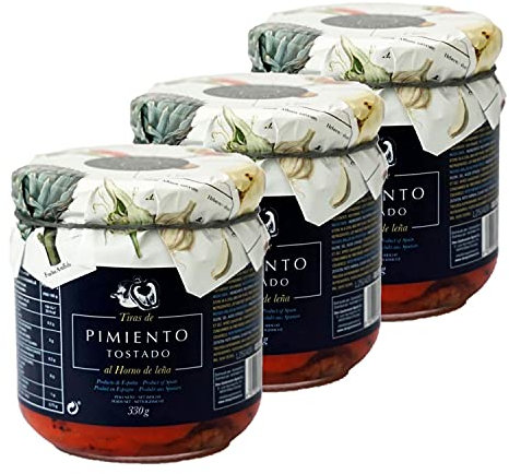 Lot 3x Poivrons rouges grillés au four à bois - pot 330g