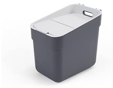 CURVER Poubelle de Tri 20L Ready To Collect - Idéal sous Evier - Avec Support Mural pour Mur ou Porte - Cuisine, Salle de Bain, Buanderie - 100% Recyclé -Anthracite