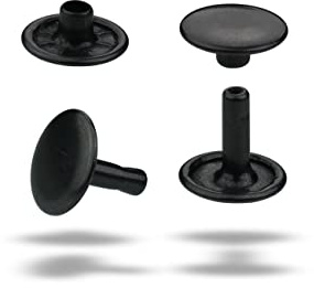 IstaTools Remaches huecos para cuero, doble capuchón de latón, remaches inoxidables, para bolsos, cinturones y tejidos (6 x 6 mm, negro, 250)