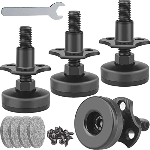 Anwenk Adjustable Leveling Feet Furniture Levelers Table Feet Heavy Duty Leg Levelers for Cabinets Sofa Tables Chairs,Support 1320LBs, T-Nut Kit 3/8â-16 Thread, Large Base- 4 Pack, Black