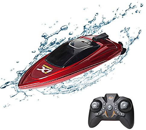 KOBONA RC Boat, 2.4G Waterproof Ring Boat Toy, Remote Control, USB Rechargeable, Kids & Adults, Blue/Red/Green (Red)