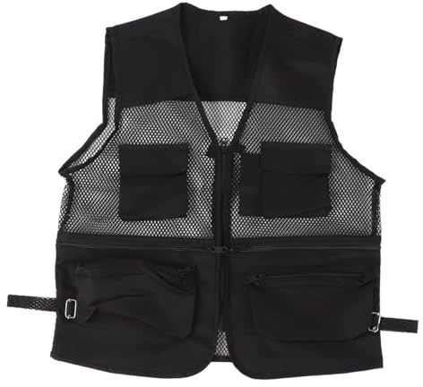 Agatige Gilet da Pesca in Rete All'aperto, Gilet Estivo Multi Tasche Traspirante Resistente Gilet da Escursionismo da Viaggio Fotografico per la Pesca all'aperto (L, Nero)