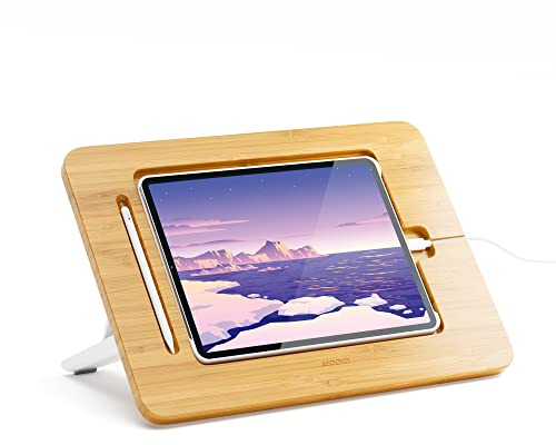 AFOOYO Wooden Tablet Drawing Stand - Adjustable 5 Angles for Laptop, Book Reading Stand, Compatible with 12.9/13inch iPad Pro with iPad Case Version(3rd - 7th Gen)