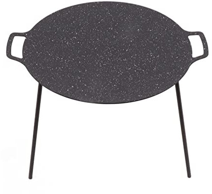Asixxsix Korean BBQ Grill, 14.2In Nonstick Round Griddle Grill Pan with 3 Removable Legs & Double Handles Portable Cast Iron Camping Grill Griddle for Indoor Grilling or Teppanyaki Pan (36CM)