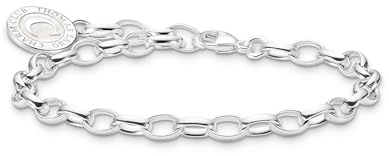 Thomas Sabo Charm Club - Pulsera original de plata 925 clásica para charms originales, 17 cm, Plata de ley, Sin gemas