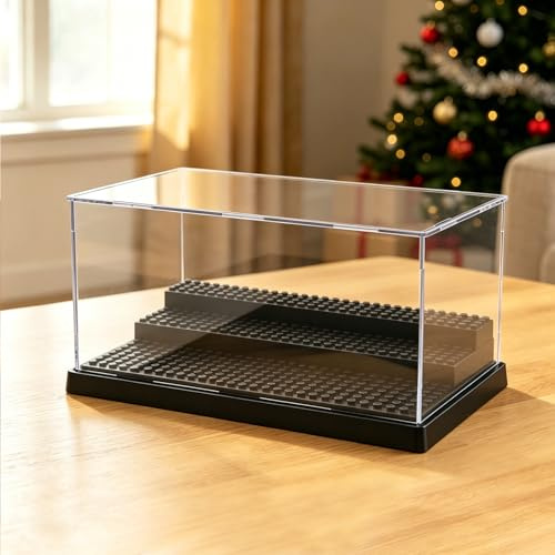 Empilable Modèle Vitrine 25.5*15.5*13.7cm, 3 Étapes Building Block Vitrine Antipoussière Vitrine en Acrylique pour Bloc de Briques Figures Figurines