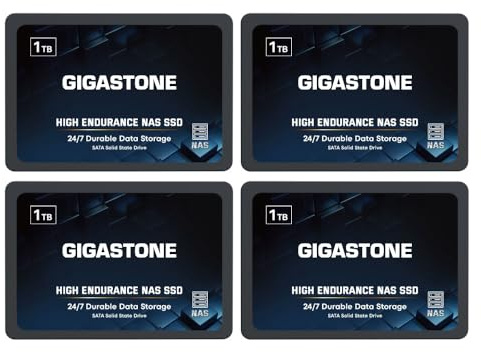 Dresmannst Gigastone [Enterprise SSD] NAS SSD 1TB (4-Pack) RAID SSD Business Server Storage Data Center Rugged 2.5 SATA III Internal Solid State Drive 3D NAND SLC Cache Memory Expansion