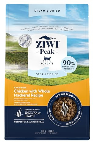 ZIWI Peak – Poulet séché sans Cage, Vapeur et maquereau Entier, 800 g – Nourriture sèche Naturelle à Haute teneur en protéines, Alternative Crue et sans céréales pour Chats