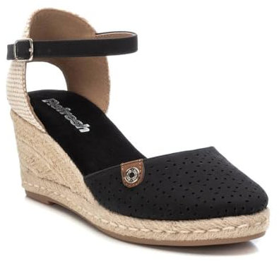 REFRESH Espadrilles aus schwarzem Antelin, gestanzt - 171969, Schwarz , 39 EU