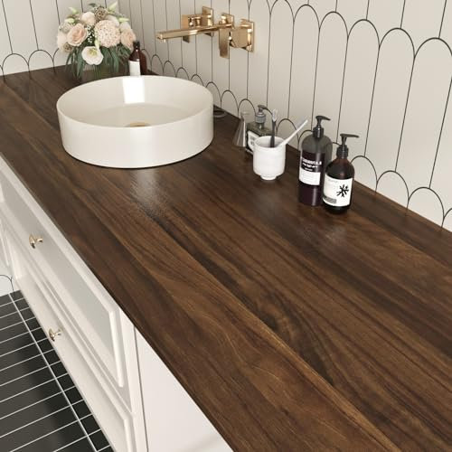 Yullpaper Självhäftande vinyltapet med brun träeffekt, vinylbeläggning, trävinylfilm för köksbänk och skåp, tvättbar vinyltapet, 40 x 200 cm