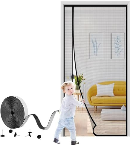 Insect Protection Roller Blind for Doors, 135x240cm Magnetic Fly Curtain, Against Flies Mosquito Door Mosquito net, Black