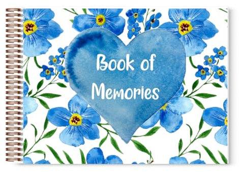 Forget Me Not Book of Memories | Memory Book | Guestbook for Funerals Weddings Birthdays Baby Shower Celebrations | A4 Spiral Bound | 80 Pages | Book of Condolence | Scrapbook | Photo Album