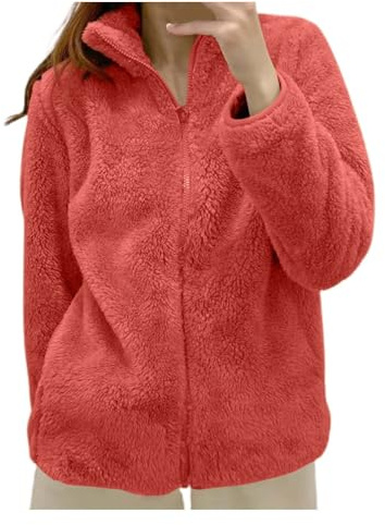 MODSGUE Chaqueta de forro polar de estilo clásico para mujer, elegante chaqueta de entretiempo de peluche, estilo informal, chaquetas de plumón, color negro
