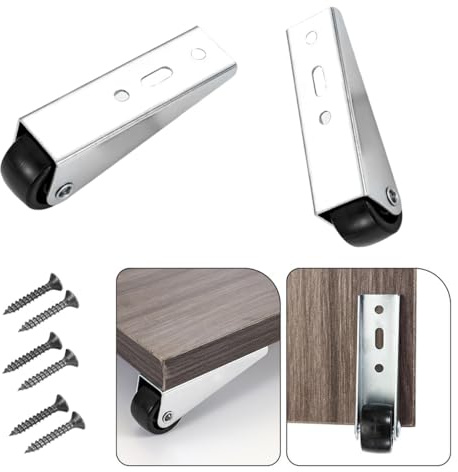 Ouliget Silent Rubber Caster,Mini Fixed Side Mounted Universal Wheel,Wooden Door Drooping Rotating Pulley,L Shaped Side Mounted Heavy Caster,2Pieces.