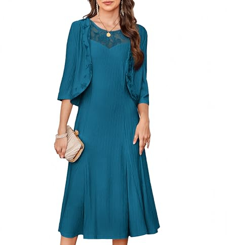 GRACE KARIN Wedding Guest Dresses for Women UK,Mother of the Bride Dresses, Sequined Sleeveless Dresses with Cardigan