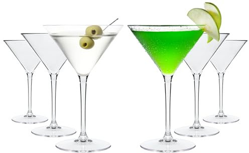 WUITOKI Martinigläser aus Plastik, 6 Stück, 25cl, wiederverwendbar, spülmaschinenfest, unzerbrechlich, BPA-frei, Verwendung: Events, Partys, Picknick, Camping