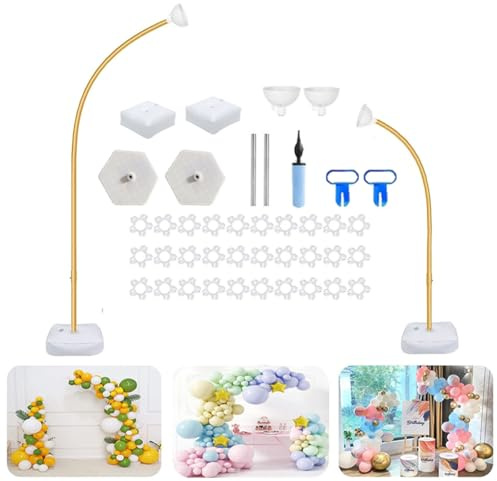 Balloon Arch Frame Kit, Adjustable Balloon Stand, Half Arch Balloon Garland Stand, Free Bend Balloon Arch, Balloon Arch Frame for Wedding, Graduation, Birthday (1.5 + 2.5 m)