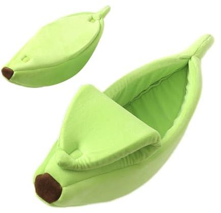 Lit banane pour chien - Adorable lit banane en peluche - Nid de sommeil chaud et confortable - Niche pour chien à fruits jaunes pour petits animaux de compagnie, chats, lapins, furets, hamsters, lieu