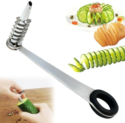 Feegela Espiralizador de Verduras de Acero Inoxidable | Para Patatas y Calabacín, Calabacín Espaguetis, Cortador en Espiral, Cocina Creativa y Sana