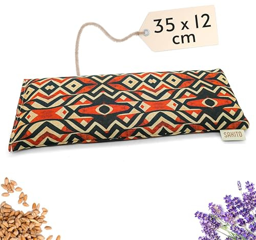 Saco Semillas Microondas (35x12 cm) - Cojin Térmico Natural para Cervicales, Uso en Calor o Frio - Muy Duradero con Tela de Primera Calidad - Aroma a Lavanda (Tribal, 35 x 12 cm)