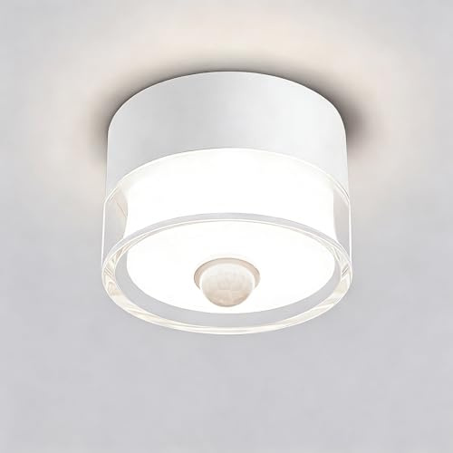QHENS Takspotlight med rörelsesensor, downlight 12 W 960 lm naturlig vit 4 000 K, vit/aluminium, för hall, lager sovrum