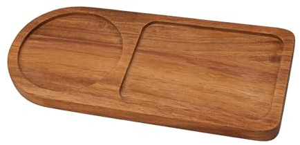 Bandeja rústica para servir, dividido de madera, bandeja otomana de 40x25 cm con portavasos, decoración de madera dura resistente, accesorio de cocina con estilo de granja, herramienta de comedo