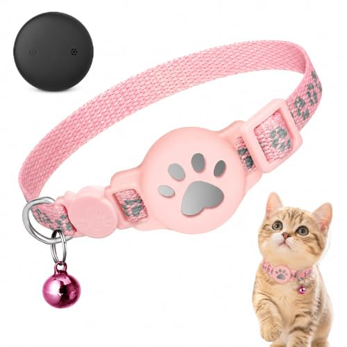 NAVESO Rastreador GPS para gatos, rastreador de perros pequeños, mini rastreador de mascotas, sin suscripción, con collar, rastreador GPS para perros sin ABO, IP65 impermeable, seguimiento de