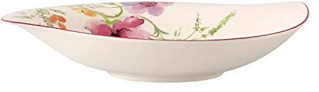 Villeroy & Boch - Mariefleur Basic Serve und Salad flache Schale, Schale für Beilagen und Salate, 34 cm, Premium Porzellan, weiß/bunt