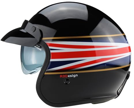 ViPER RSV06 Open Face Motorcycle Helmet With Inner Sun Visor - Road Legal ECE2206 Approved Scooter Motorcycle Crash Jet Motorbike Helmets For Chopper Moped Electric Scooters Bike Helmet Men