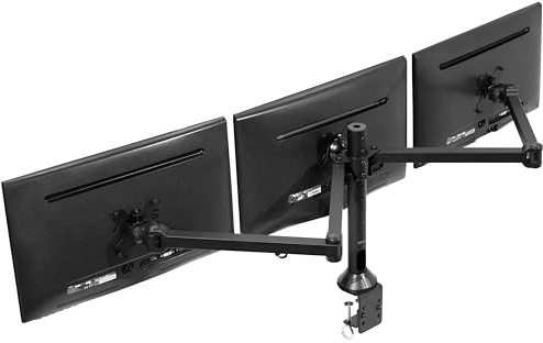 VIVO Triple 23 to 32 inch LED LCD Computer Monitor Desk Mount VESA Stand, Heavy Duty Fully Adjustable Tilt, Swivel, and Rotation, Fits 3 Screens, Black, STAND-V103