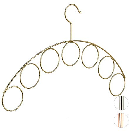 Relaxdays Kleiderbügel, Schalhalter, edles Design, Bügel für Bluse, Schal, Tuch, Accessoires, 3 mm dünn, Metall, gold