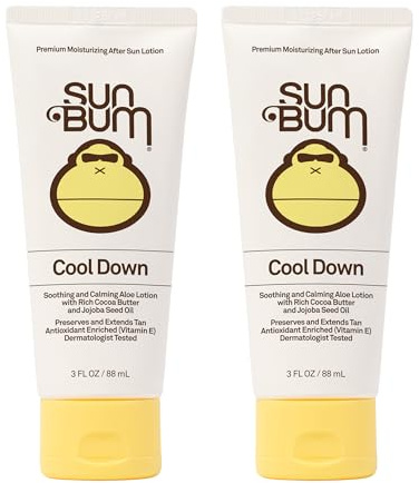 Sun Bum Cool Down Aloe Vera Lotion Vegan With Cocoa Butter To Soothe and Hydrate Sunburn 3 Ounce 2 Pack