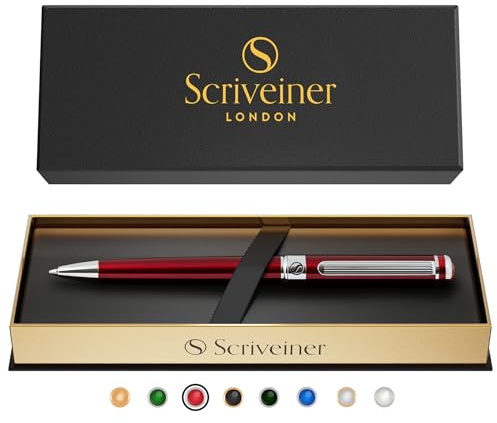 Schmidt Kugelschreiber Deep Crimson Red - Hochwertiger Design Kugelschreiber in Purpurrot mit Chromveredelung, schwarze Ersatzmine, Geschenkbok