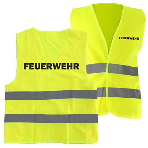 5 Stück Warnweste FEUERWEHR Sicherheitsweste mit Druck auf Rücken und Brust
