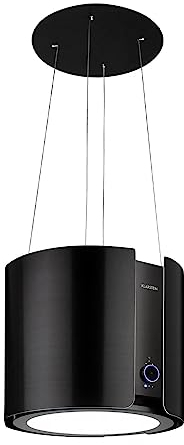 Klarstein Skyfall Smart - Cappa a Isola, Controllo Manuale o per App, 45 x 42 cm (ØxL), Sospesa, Ricircolo/Scarico, 3 Livelli, 402 m³/h, 200 W, Luce LED, Classe Energetica C, Nero