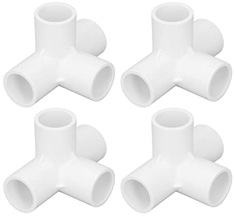 10 Stück PVC Winkelverschraubungen, 25mm 4 Wege PVC Verschraubung rechtwinkliger Winkel Rohrverbinder für DIY Regal Garten Stützstruktur (Weiß)