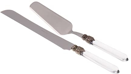 Rivadossi Venezia Trasparente - Set di Pala e Coltello per Torta, 2 Pezzi - 100% Made in Italy, Artigianalità e Design - Acciaio Inox 18/10