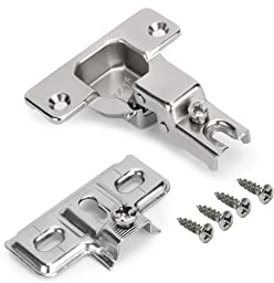 Emuca - Set Scharniere für Eckanschlag X50 mit Montageplatte zum Anschrauben Vernickelt, Stahl, 2 St.