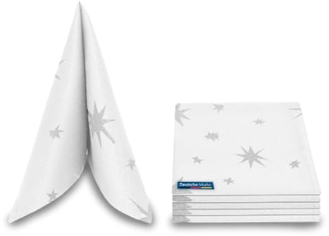 TEXMAXX® Stoffservietten Weihnachten 6 Stück - 40x40 cm, Weiß, Silber