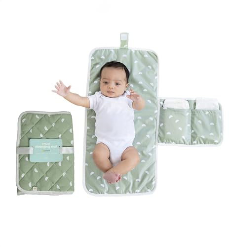 Pearhead Travel Baby Diaper Changing Pad, Wipeable and Portable for Newborns, Infants, and Toddlers, New Parent Essential, Sage Green