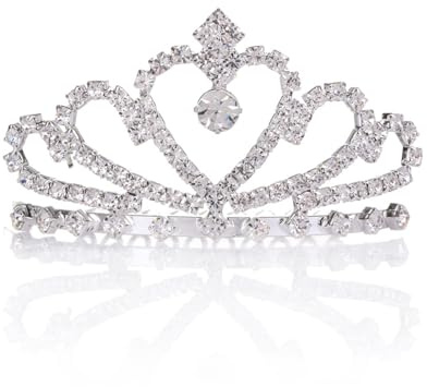 GNALIA 1pc Tiara Corona di Cristallo, Diadema con Strass Pettine，Pageants Princess Compleanno Parties, argento