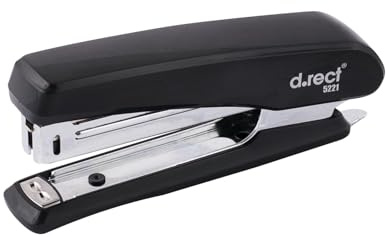 D.RECT 5221 Stapler for 20 Sheets - Ergonomic Metal Case for Office or Home - Perfect for Organizing Documents, Black
